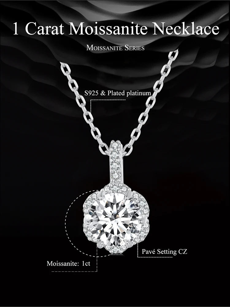 Petal Perfection 1ct Moissanite Sterling Silver Pendant Necklace - Necklaces