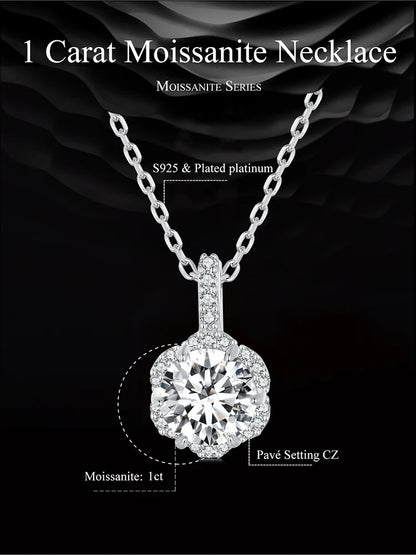 Petal Perfection 1ct Moissanite Sterling Silver Pendant Necklace - Necklaces