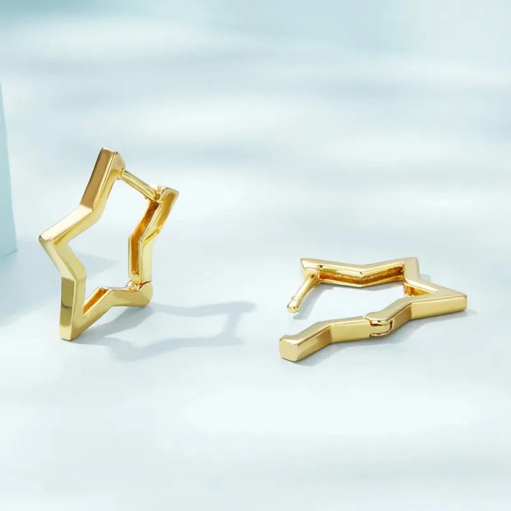 925 Sterling Silver Starlike Earrings Minimalist Star Shape Ear Buckle for Women Fashion jewelry SCE1136 Hoop