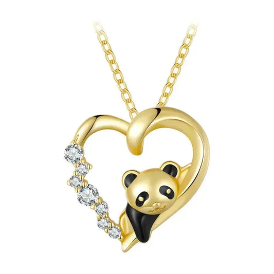 925 Sterling Silver Baby Panda Crystal Necklace | Enamel Cute Animal Charm Chain Link | Women’s Gift - 17.71’’ SCN453