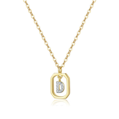 Personalized Initial Sterling Silver Pendant Necklace - Gold D - Necklaces