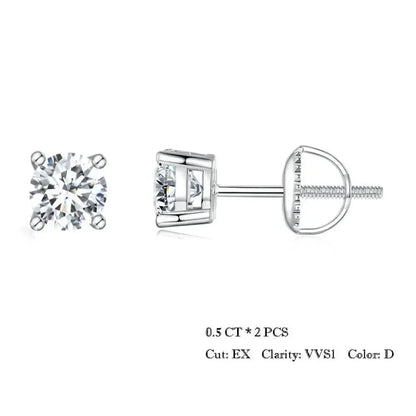 Breathtaking Moissanite Heart Stud Earrings | 925 Sterling Silver - 0.5Ct X 2