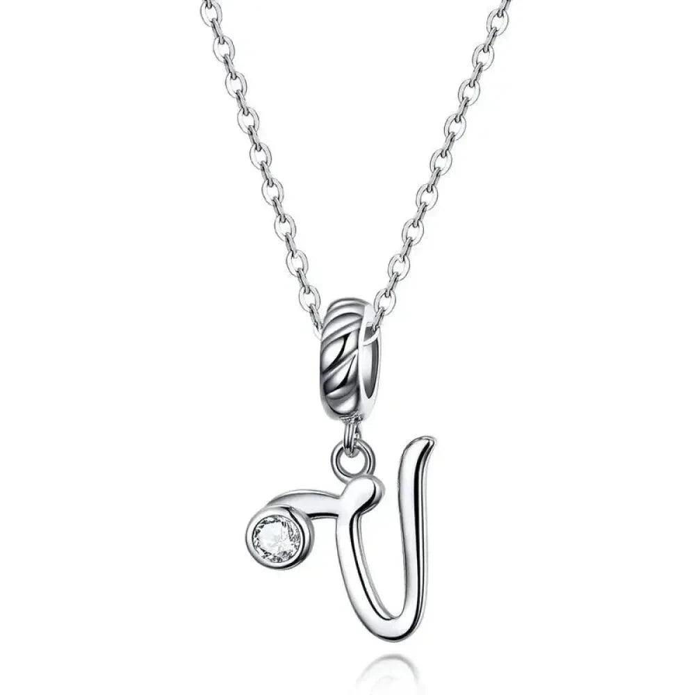 Chic and Timeless 925 Sterling Silver Initial Pendant Necklace | Platinum Plated Vintage Letter A to Z | Women’s Fine