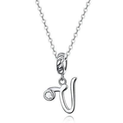 Chic and Timeless 925 Sterling Silver Initial Pendant Necklace | Platinum Plated Vintage Letter A to Z | Women’s Fine