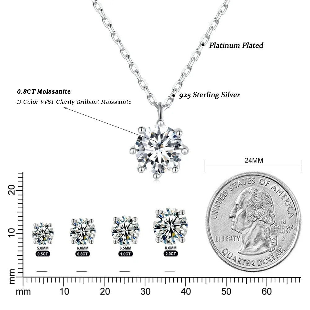 Dazzling 0.8ct Moissanite Sterling Silver Pendant Necklace - Necklaces