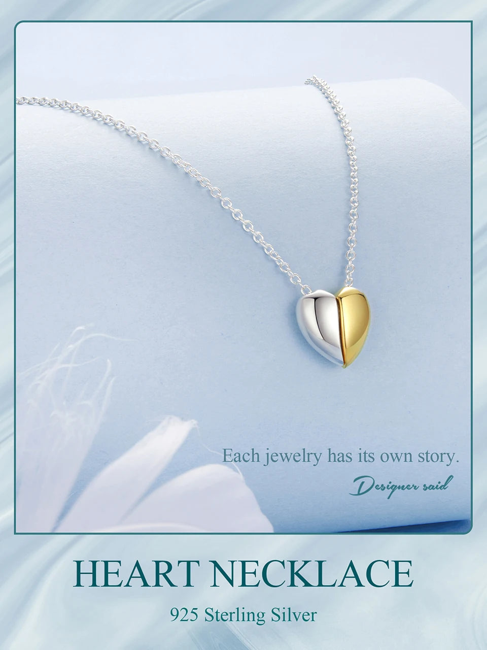 Gold Plated Heart Pendant Necklace for Women - 925 Sterling Silver Couple jewellery - Necklaces