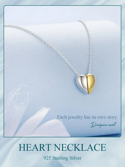 Gold Plated Heart Pendant Necklace for Women - 925 Sterling Silver Couple jewellery - Necklaces