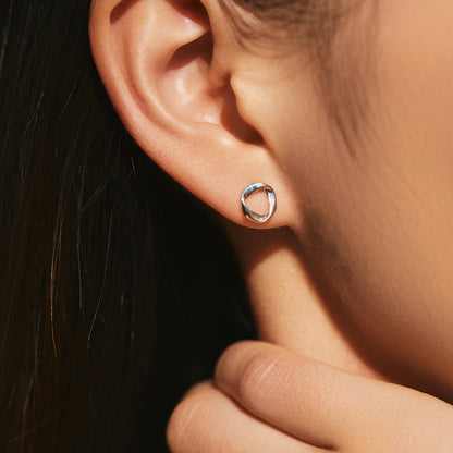 925 Sterling Silver Minimalist Wavy Stud Earrings - Women Fine jewellery