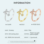 Genuine 925 Sterling Silver Flying Plane Open Adjustable Ring With Clear Cz Fine Jewelry Rings