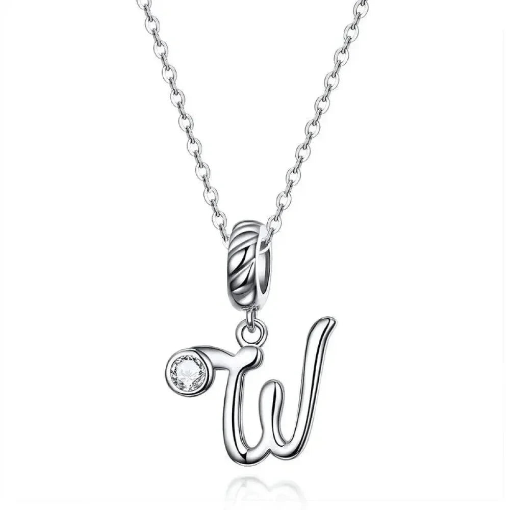 Chic and Timeless 925 Sterling Silver Initial Pendant Necklace | Platinum Plated Vintage Letter A to Z | Women’s Fine