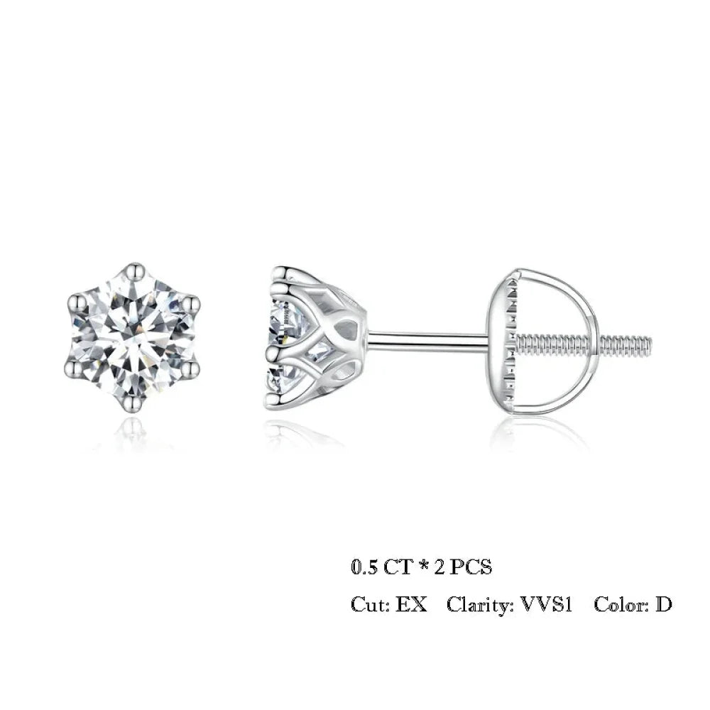 Radiant Moissanite Stud Earrings | D Color Round Cut 925 Silver Gold Plated 0.5Ct X 2