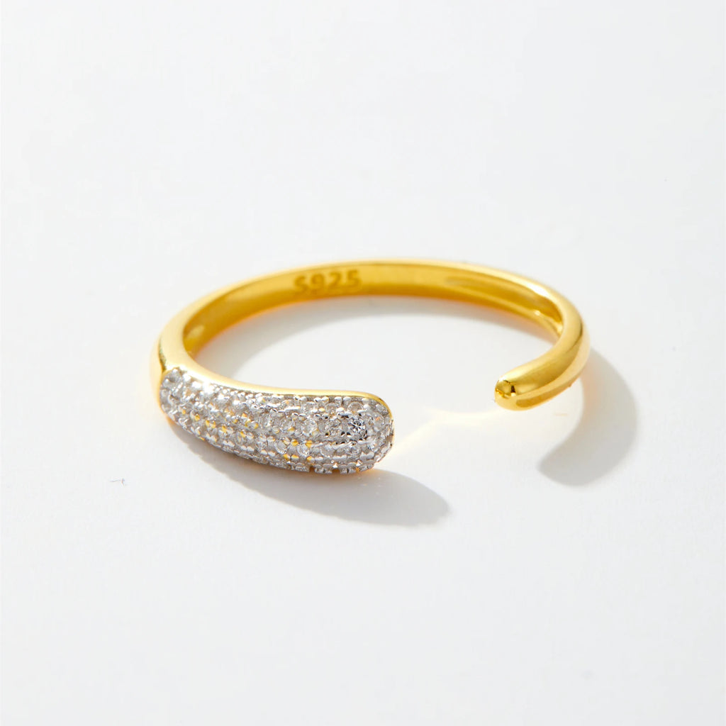 Adjustable Sterling Silver Zircon Ring - Rings