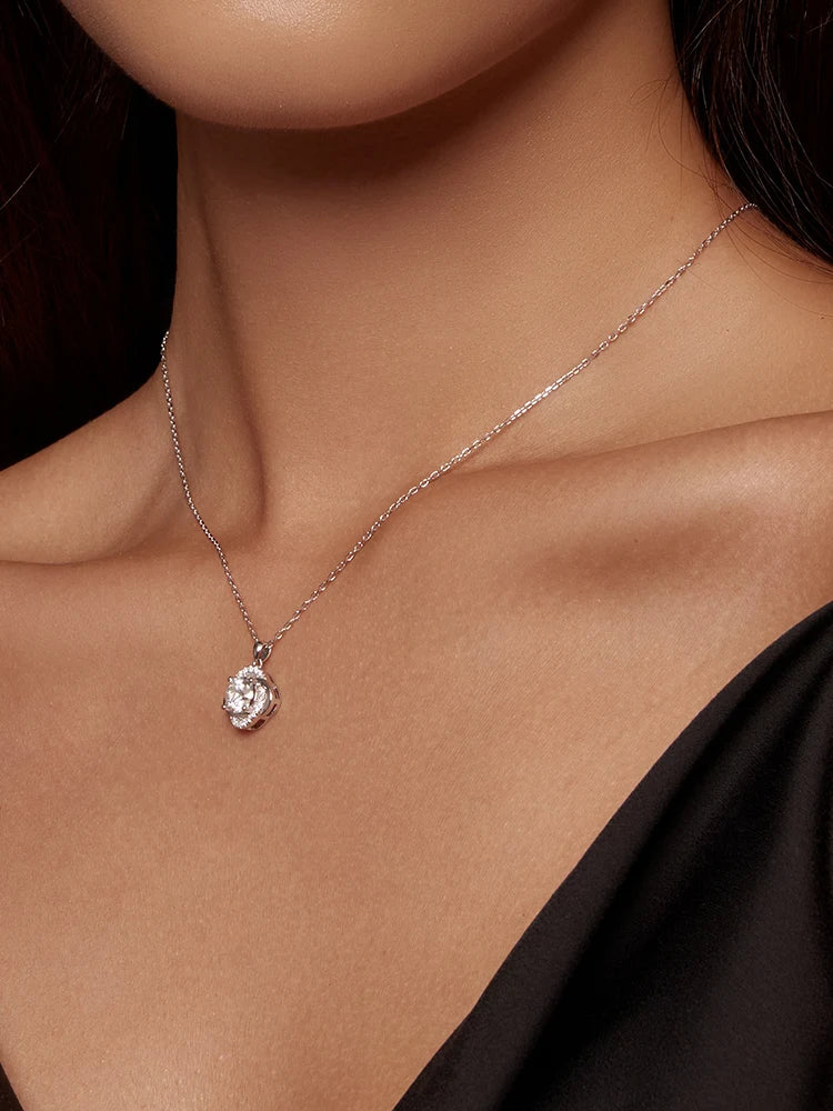 Lucky Clover 1ct Moissanite Sterling Silver Pendant Necklace - Necklaces
