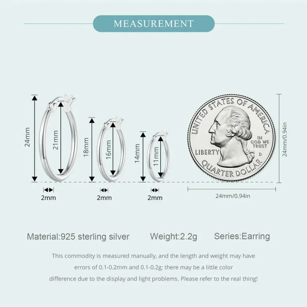 14K White Gold-Plated 925 Sterling Silver Hoop Earrings - Stylish and Hypoallergenic jewellery for Women