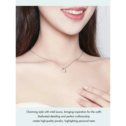 Genuine 925 Sterling Silver The Shape of Love Chain Necklace for Women - Fine jewellery 18.11’’ Collar - Necklaces