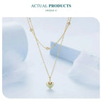 925 Sterling Silver Heart Pendant Necklace Elegant Double Layer Choker For Women Bsn168 Necklaces