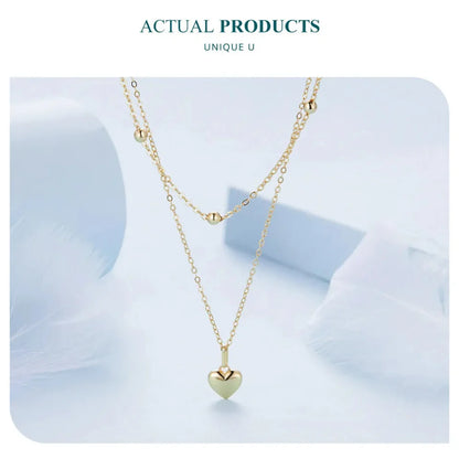 925 Sterling Silver Heart Pendant Necklace - Elegant Double Layer Choker for Women - BSN168 - Necklaces