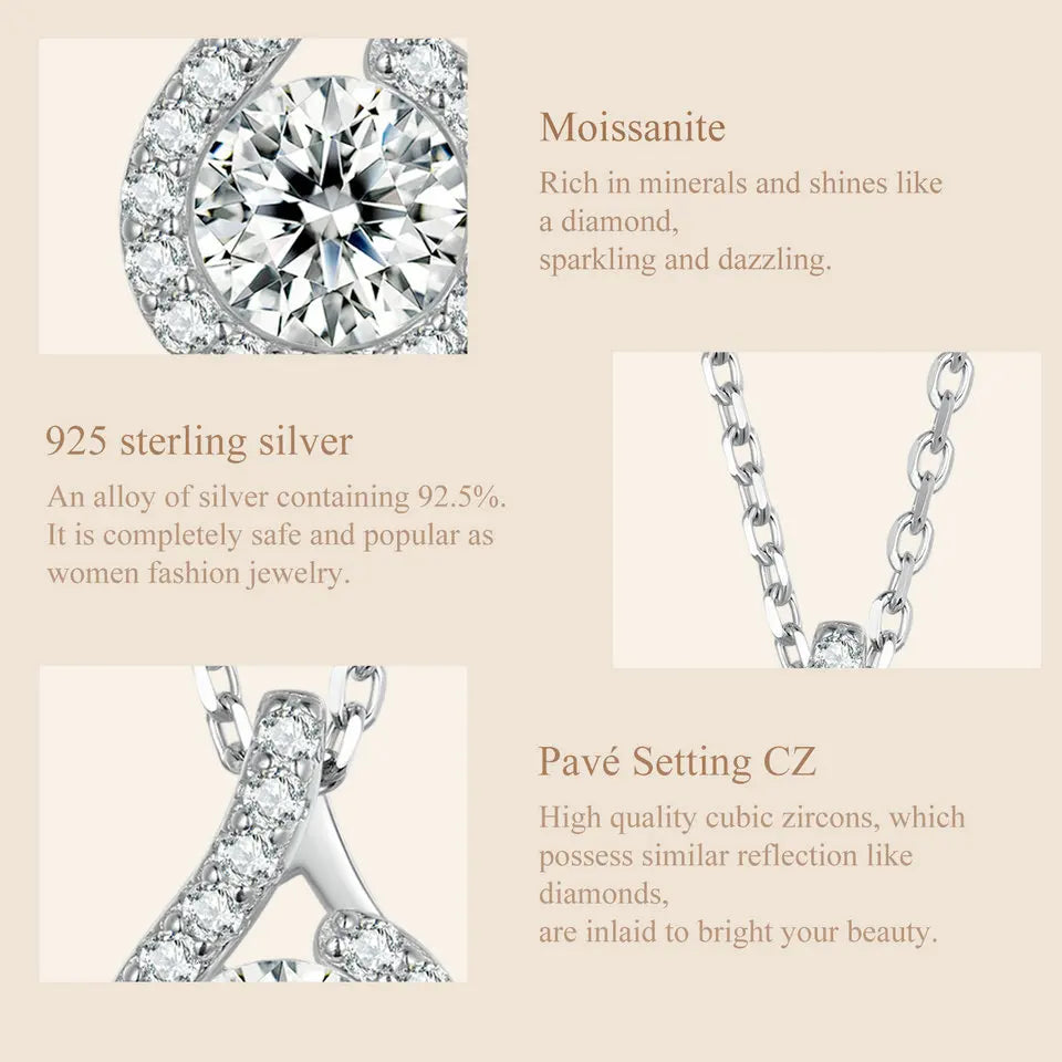 Dazzling 1ct Moissanite Sterling Silver Pendant Necklace - Necklaces