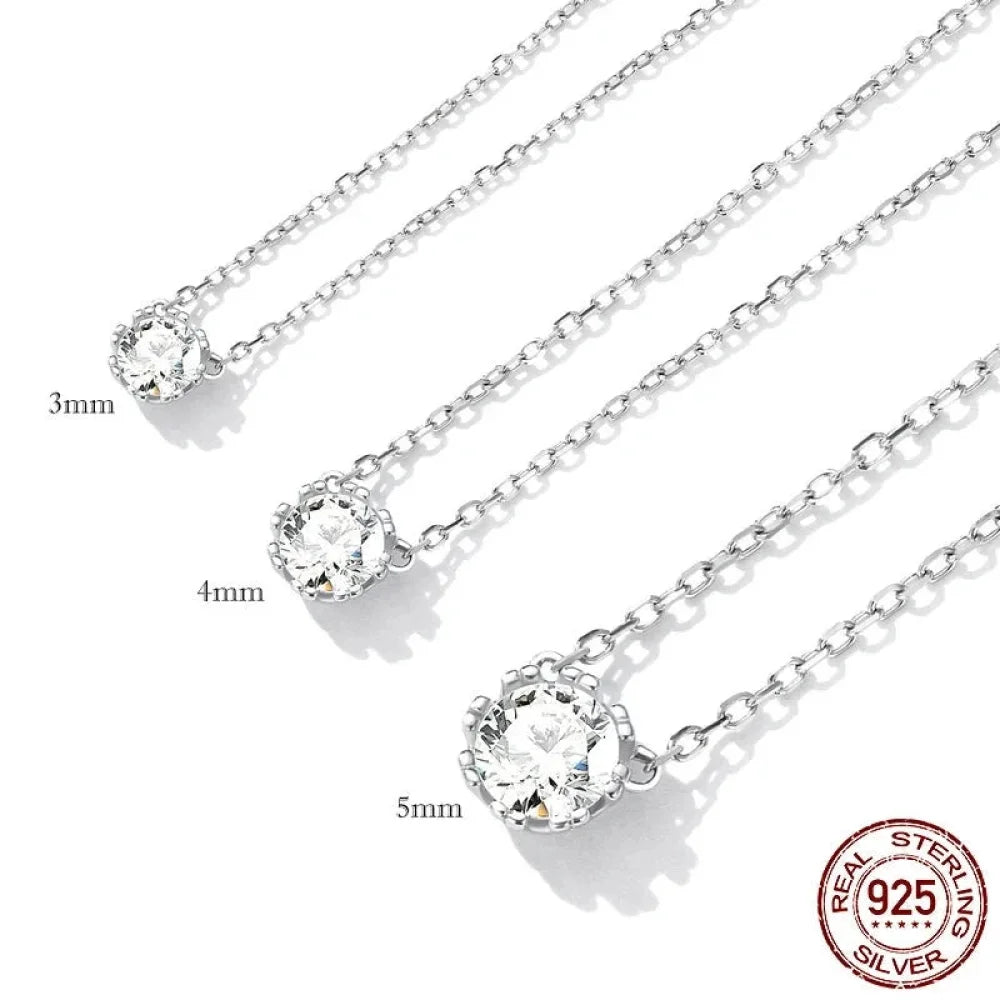 Gorgeous Shiny Choker - 925 Sterling Silver Geometric Cut Zircon Pendant Necklace - Necklaces
