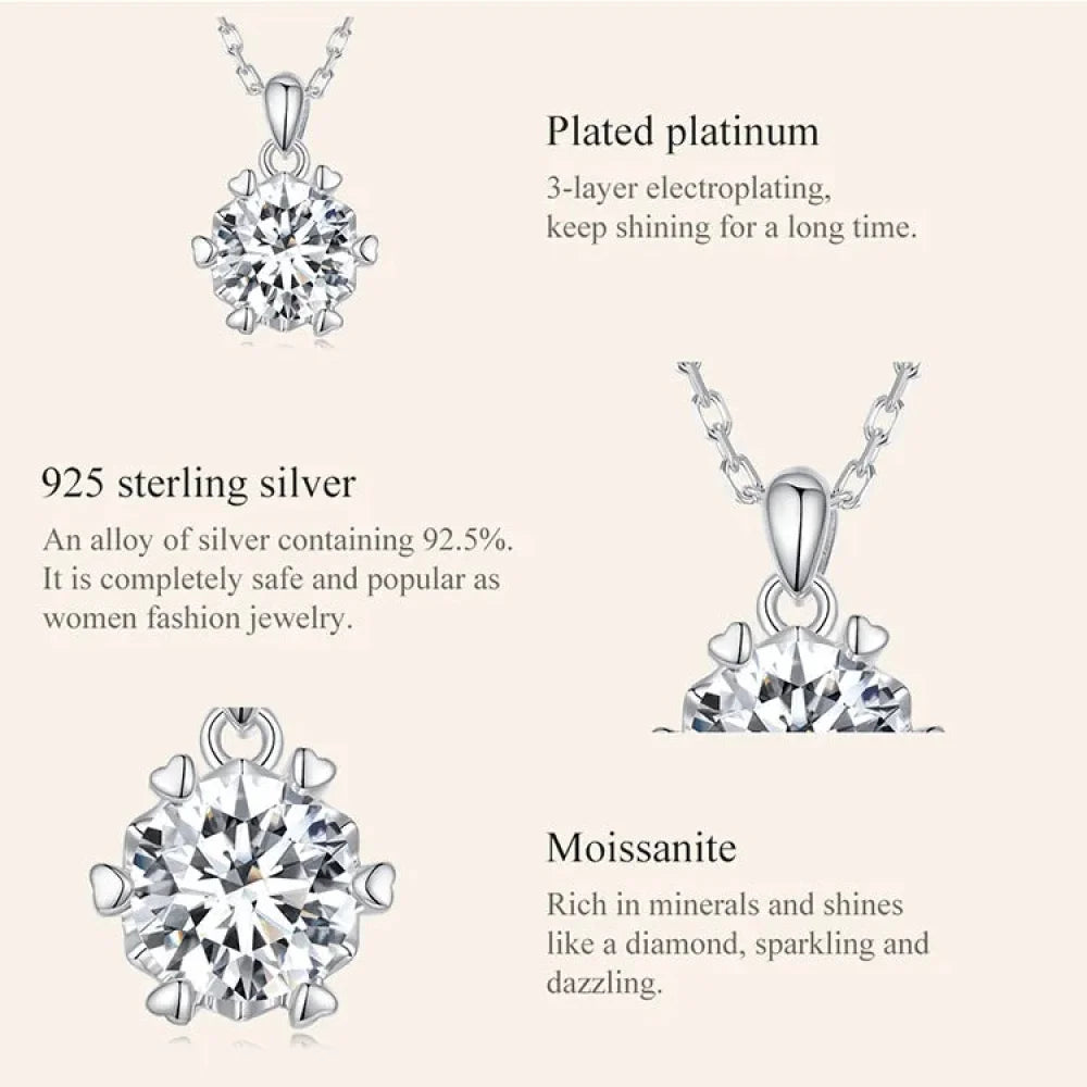 Stunning 1 Carat Moissanite Pendant Necklace | 925 Sterling Silver | Wedding & Bridal Fine Jewelry Necklaces