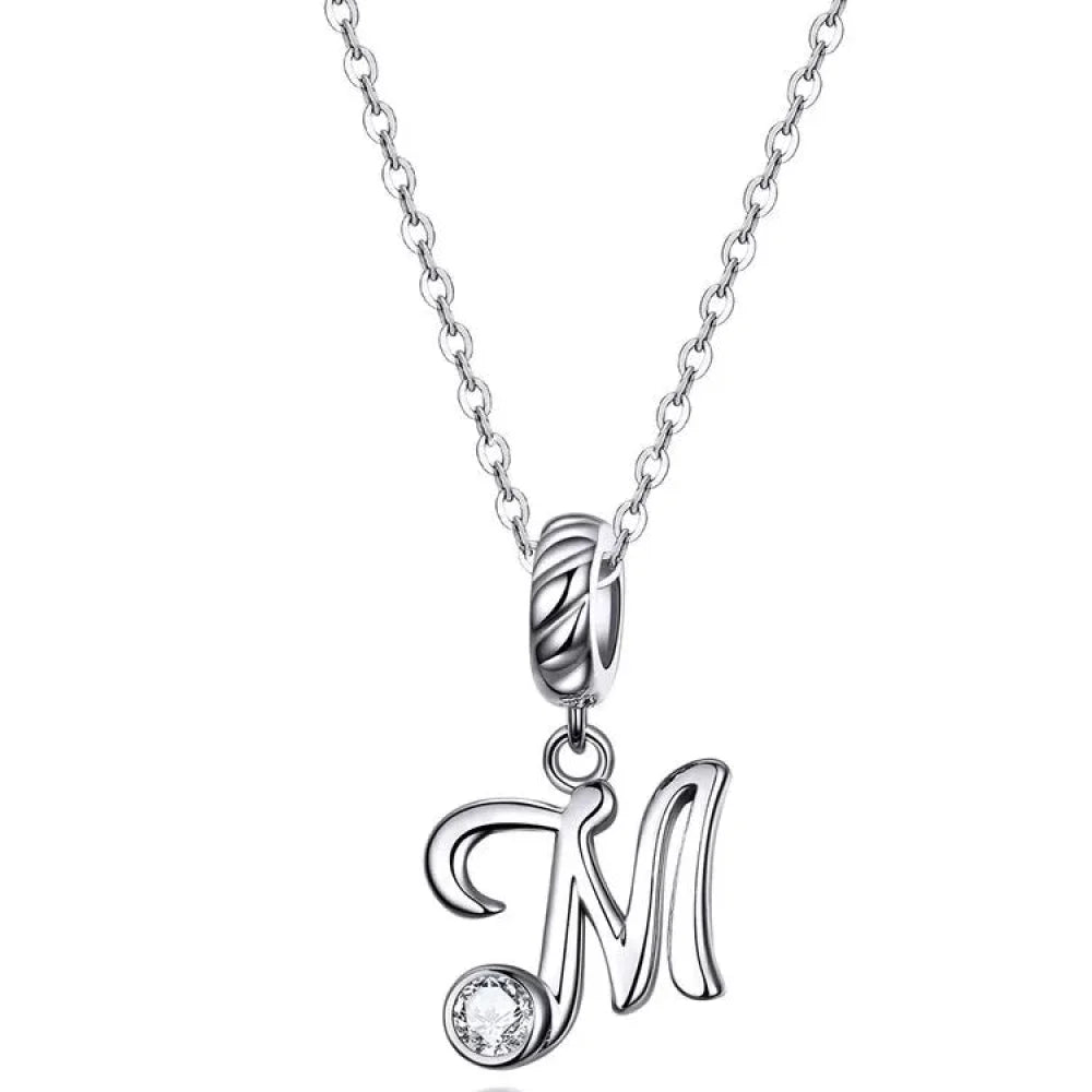 Chic and Timeless 925 Sterling Silver Initial Pendant Necklace | Platinum Plated Vintage Letter A to Z | Women’s Fine