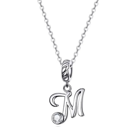 Chic and Timeless 925 Sterling Silver Initial Pendant Necklace | Platinum Plated Vintage Letter A to Z | Women’s Fine