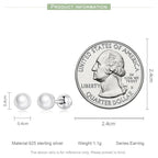 Charm And Elegance: 925 Sterling Silver Pearl Beads Screw Stud Earrings