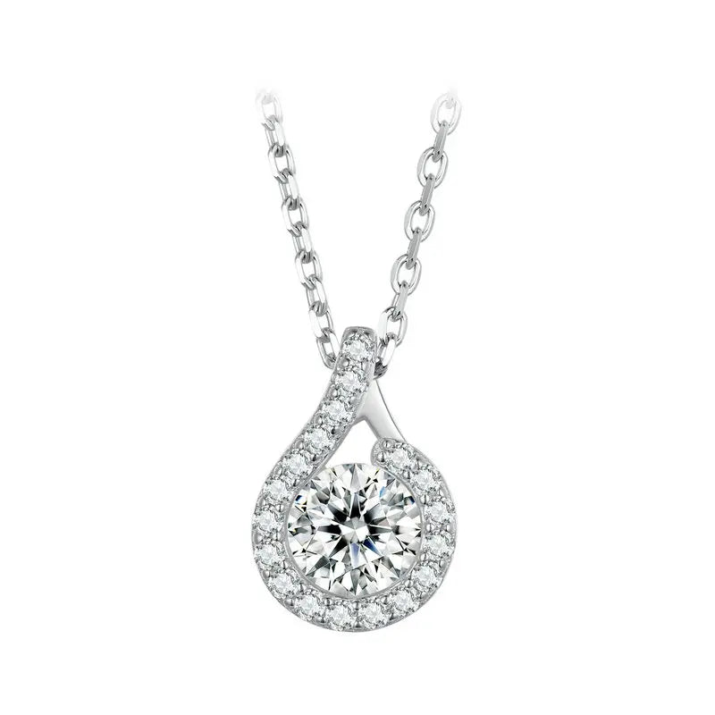 Dazzling 1ct Moissanite Sterling Silver Pendant Necklace - Necklaces