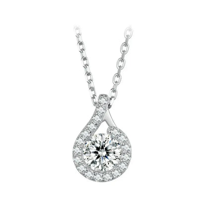 Dazzling 1ct Moissanite Sterling Silver Pendant Necklace - Necklaces
