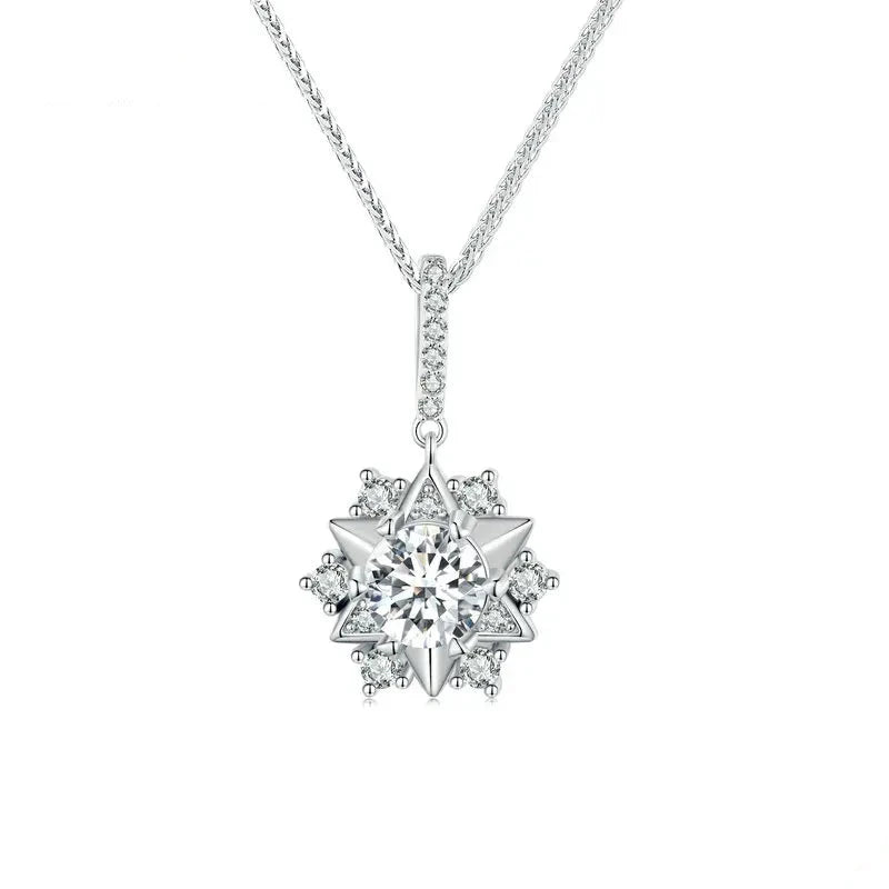 Celestial Sparkle 1ct Moissanite Sterling Silver Star Pendant Necklace - Necklaces