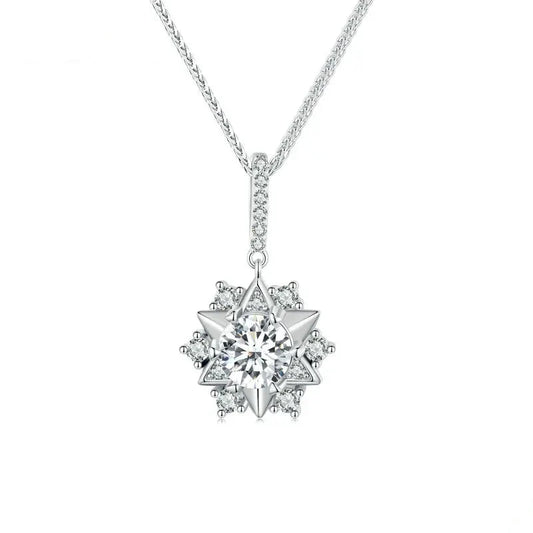 Celestial Sparkle 1ct Moissanite Sterling Silver Star Pendant Necklace - Necklaces