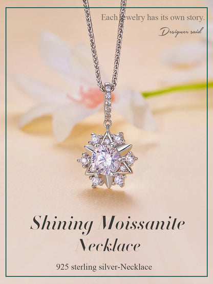 Celestial Sparkle 1ct Moissanite Sterling Silver Star Pendant Necklace - Necklaces