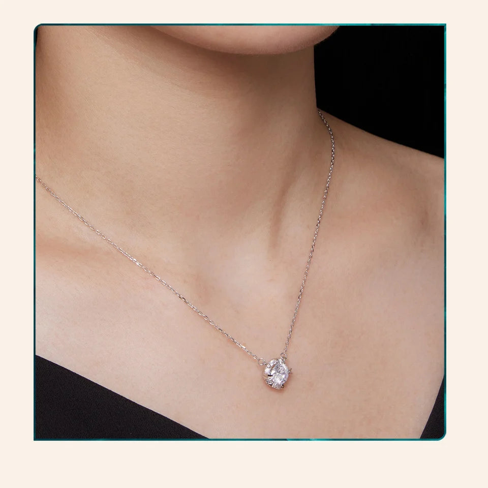 Dazzling Diamond Alternative: 1ct Moissanite Sterling Silver Pendant Necklace - Necklaces