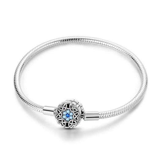 Celtic Snowflake Clasp Sterling Silver Charm Bracelet - Bracelets