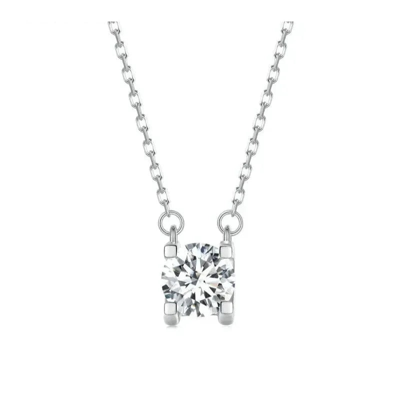 Radiant 1ct Moissanite Sterling Silver Pendant Necklace - Necklaces