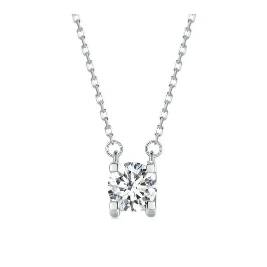 Radiant 1ct Moissanite Sterling Silver Pendant Necklace - Necklaces