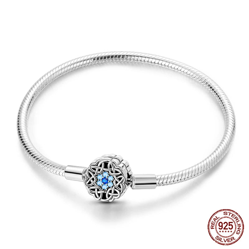 Celtic Snowflake Clasp Sterling Silver Charm Bracelet - 20 Cm - Bracelets