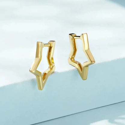 925 Sterling Silver Starlike Earrings - Minimalist Star Shape Ear Buckle for Women - Fashion jewellery SCE1136 - Hoop
