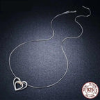Entwined Hearts: Sterling Silver Infinity Necklace With Double Hearts Necklaces