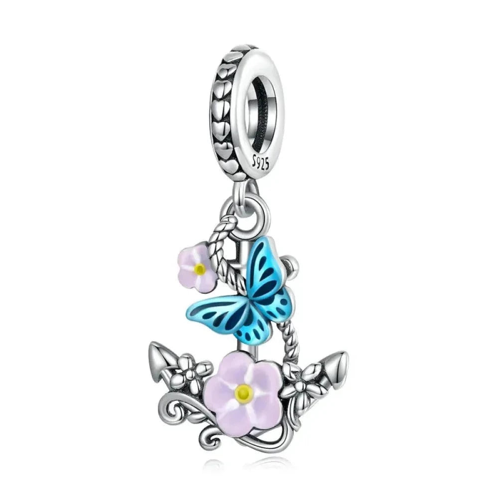 925 Sterling Silver DIY Heart Charm with Pink Zircon - BSC777 - Charms
