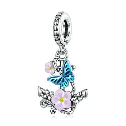 925 Sterling Silver DIY Heart Charm with Pink Zircon - BSC777 - Charms