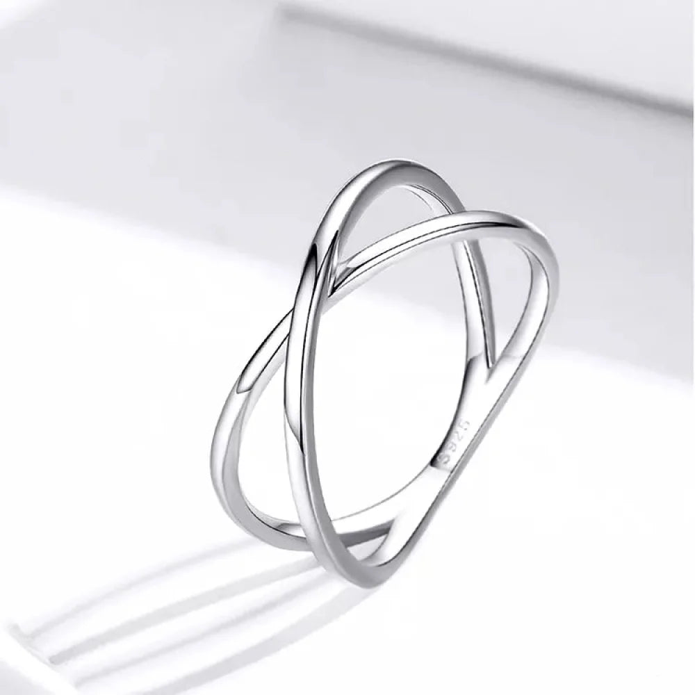 Breathtaking 14K Gold Plated X Ring - Elegant Minimalist 925 Sterling Silver Cross for Women - Promise jewellery SCR543