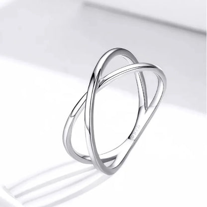 Breathtaking 14K Gold Plated X Ring - Elegant Minimalist 925 Sterling Silver Cross for Women - Promise jewellery SCR543
