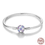 Floral Clasp Sterling Silver Snake Chain Bracelet 20 Cm Charm Bracelets