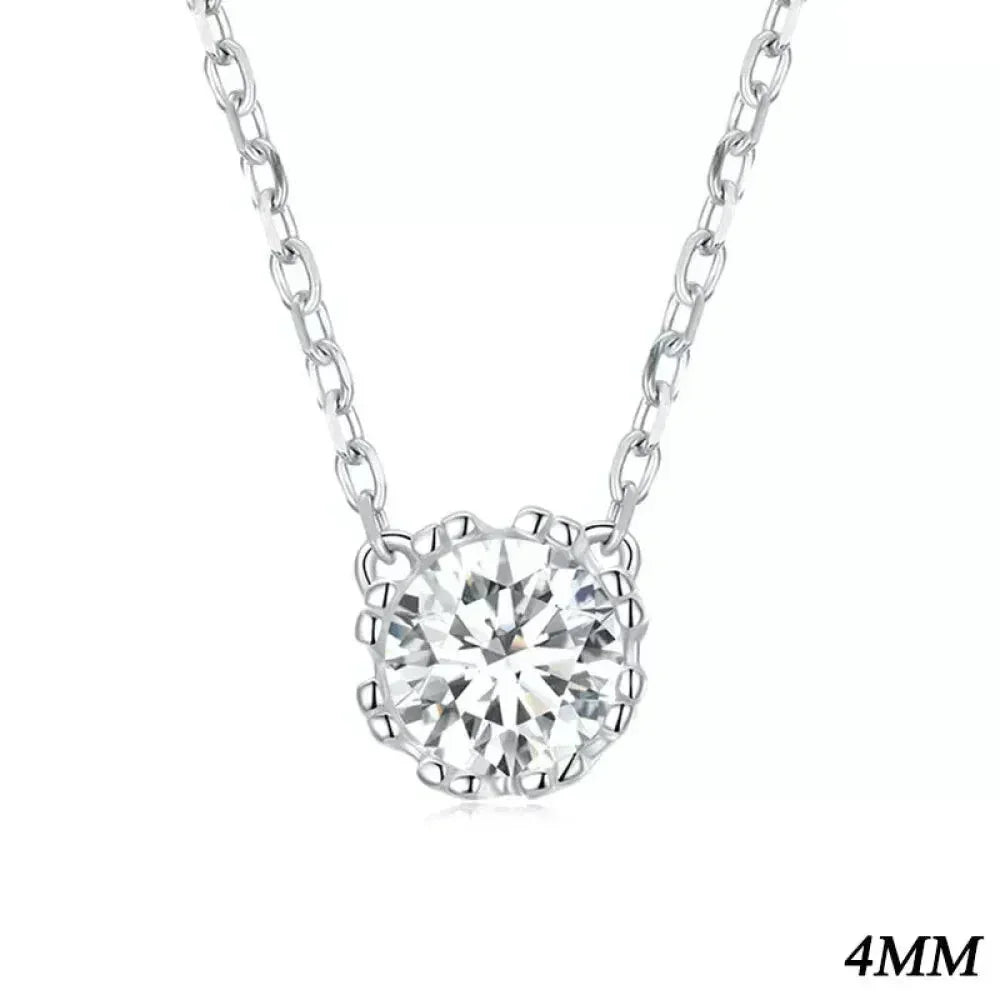 Gorgeous Shiny Choker 925 Sterling Silver Geometric Cut Zircon Pendant Necklace 4Mm Necklaces
