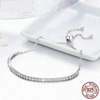 14K Gold Plated Cz Tennis Bracelet | Adjustable 925 Sterling Silver Slider For Women | Wedding Jewelry Gift Bracelets