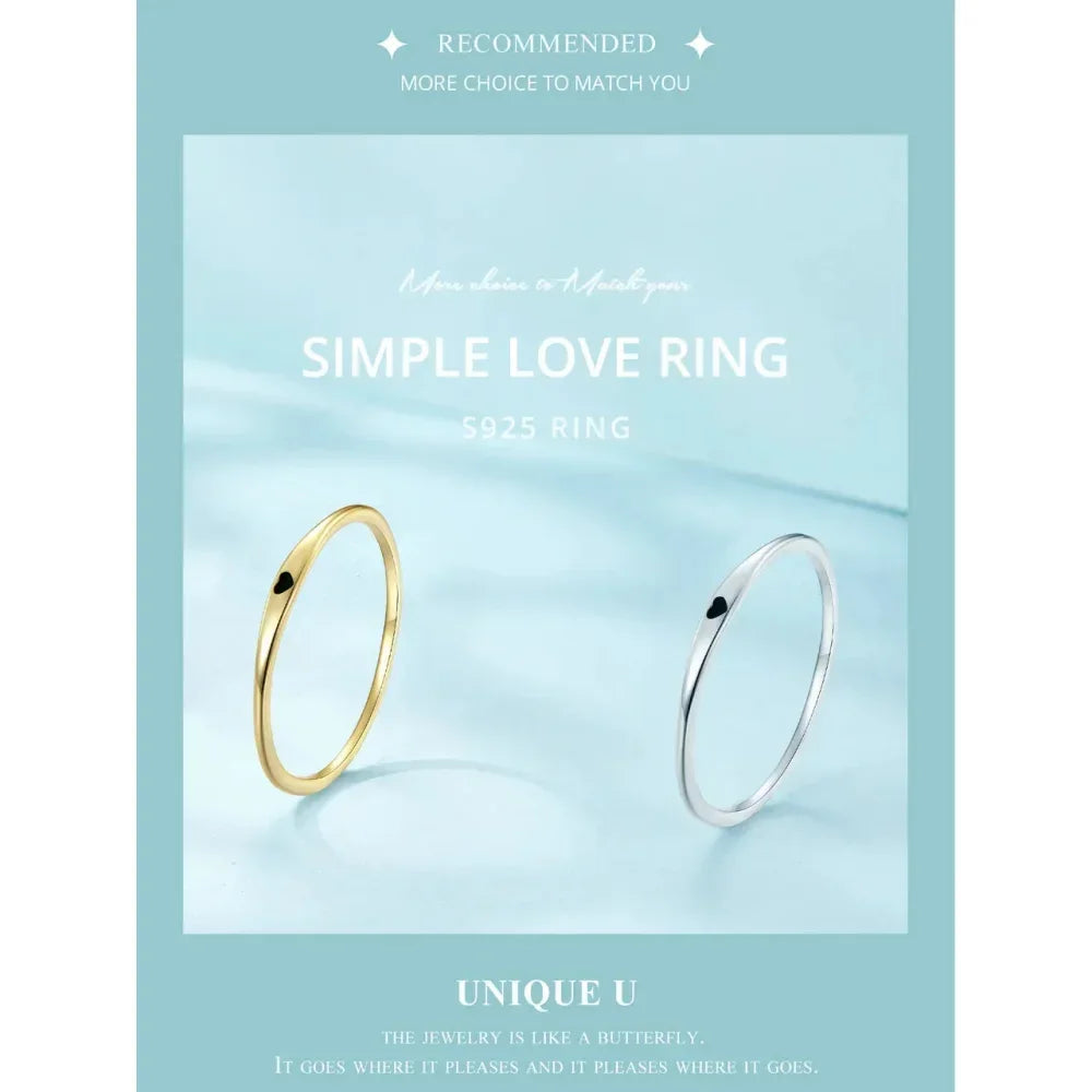 925 Sterling Silver Heart Wedding Band Symbol Of Love Stackable Promise Ring In 2 Colors (Size 5 10) Rings