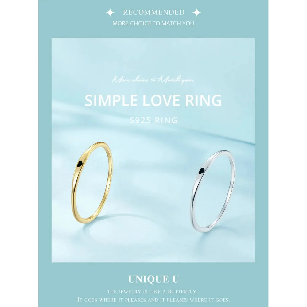 925 Sterling Silver Heart Wedding Band - Symbol of Love Stackable Promise Ring in 2 Colors (Size 5-10) - Rings