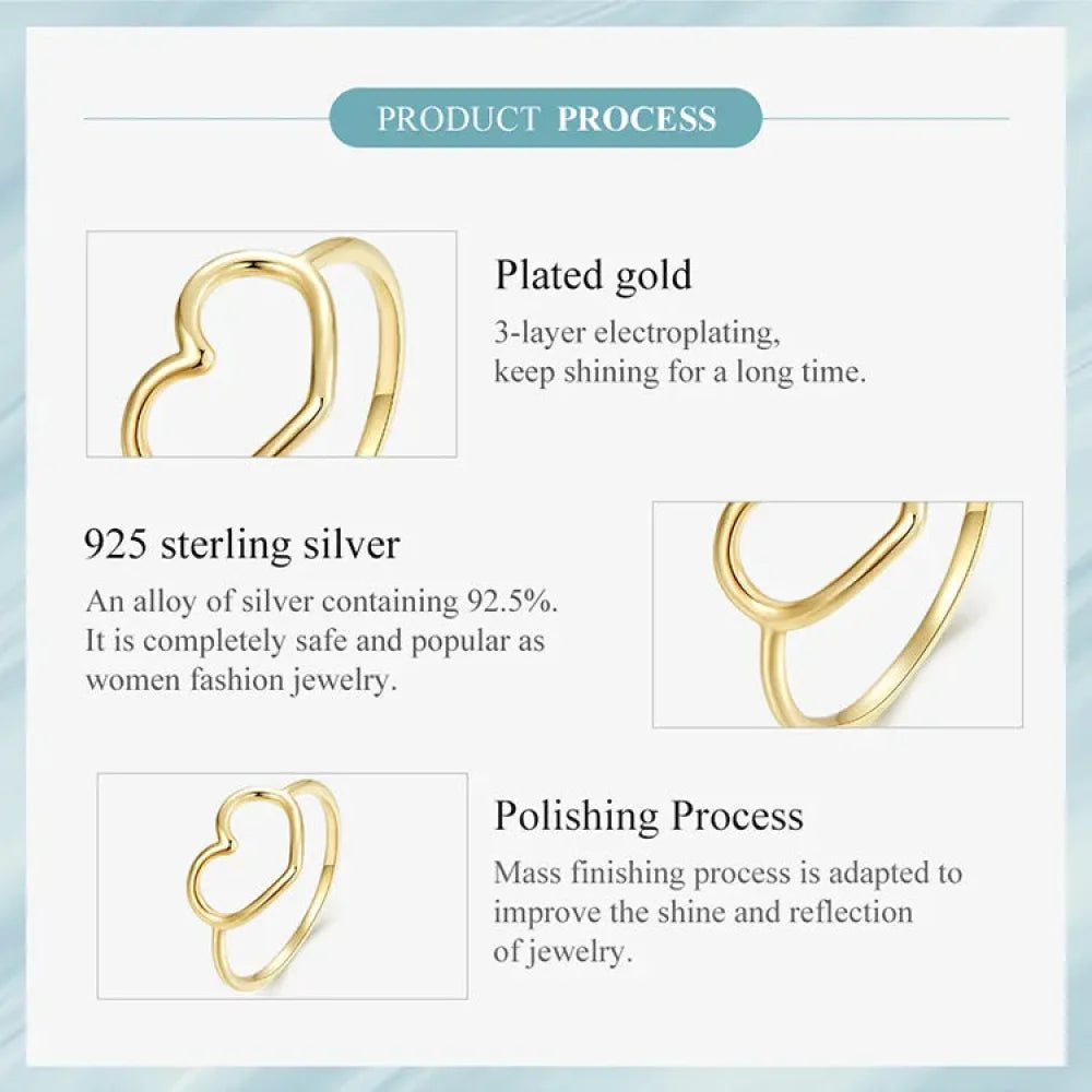 Exquisite 925 Sterling Silver Heart Rings for Women - Romantic Statement jewellery