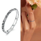 Vintage 925 Sterling Silver Embossed Pattern Ring Elegant Fine Jewelry For Women Rings